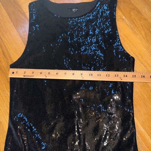 NWOT EXPRESS Ladies Sequin tank‎ top high neck black BODYSUIT SNAP MEDIUM - Picture 3 of 6